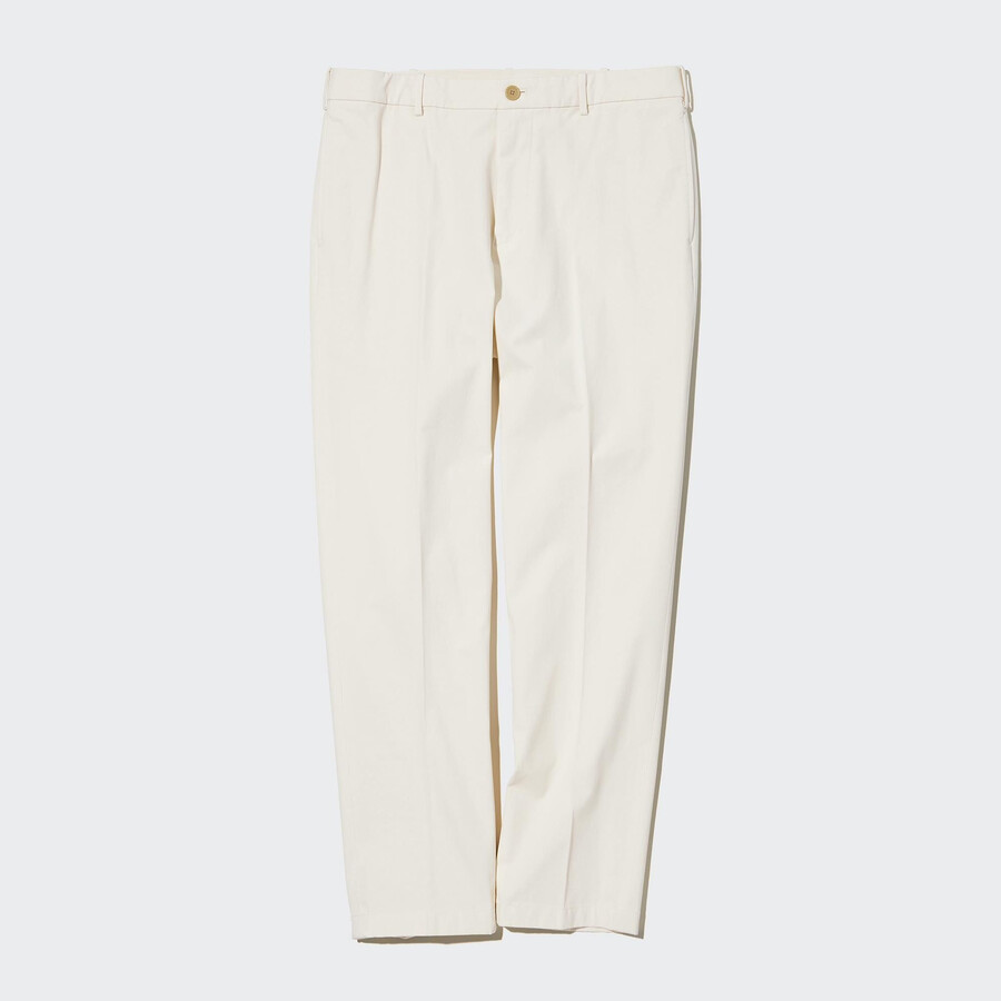 moške hlače uniqlo smart cotton do gležnjev bele barve