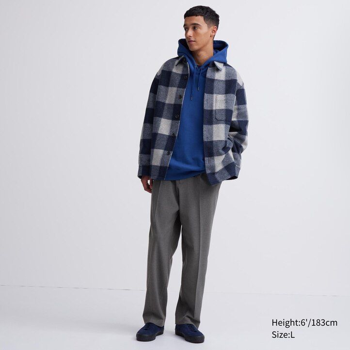 moške hlače uniqlo pleated wide leg bež barve