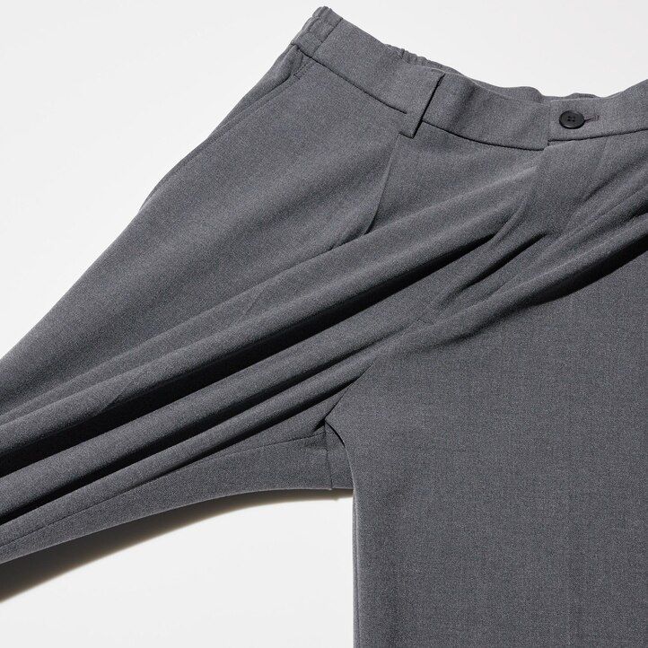 moške hlače uniqlo pleated wide leg bež barve