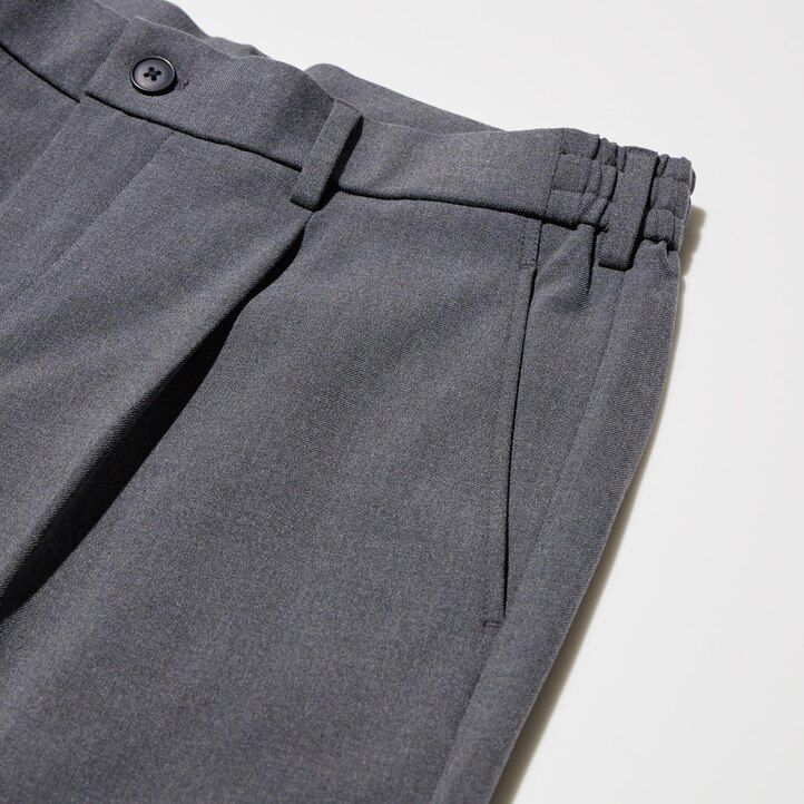 moške hlače uniqlo pleated wide leg bež barve