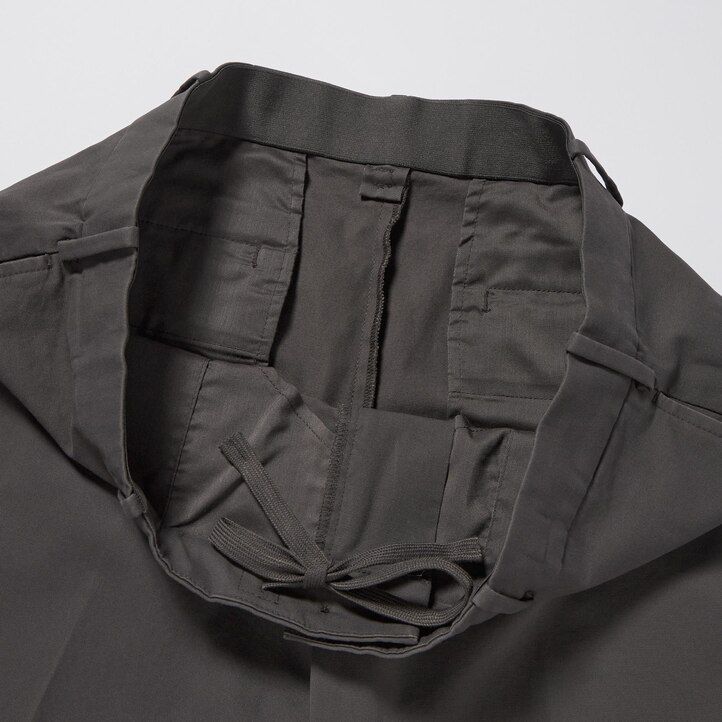 moške elegantne bombažne hlače uniqlo do gležnjev bež barve