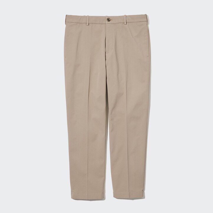 moške hlače uniqlo smart cotton do gležnjev v olivno rjavi barvi