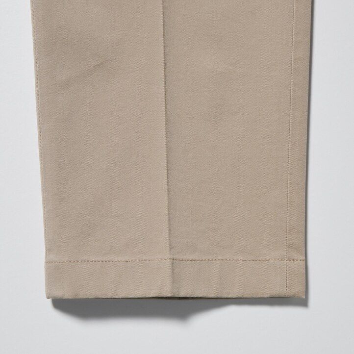 moške hlače uniqlo smart cotton do gležnjev v olivno rjavi barvi