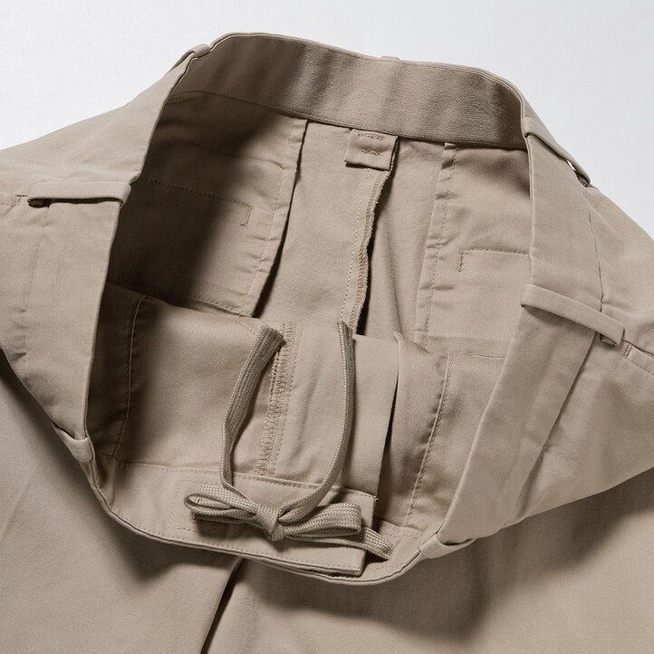 moške hlače uniqlo smart cotton do gležnjev v olivno rjavi barvi