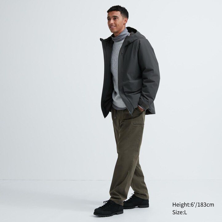 Črne moške hlače uniqlo heattech s toplo podlogo
