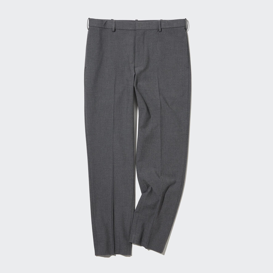 moške hlače uniqlo smart z volno do gležnjev v sivi barvi