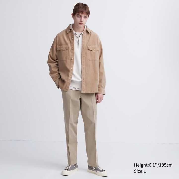 moške hlače uniqlo smart cotton do gležnjev v temno modri barvi