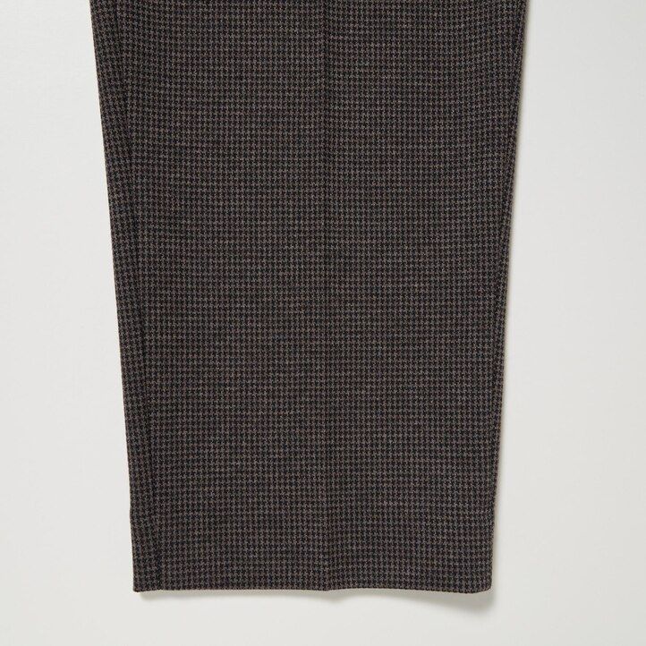temno rjave moške elegantne hlače uniqlo houndstooth do gležnjev