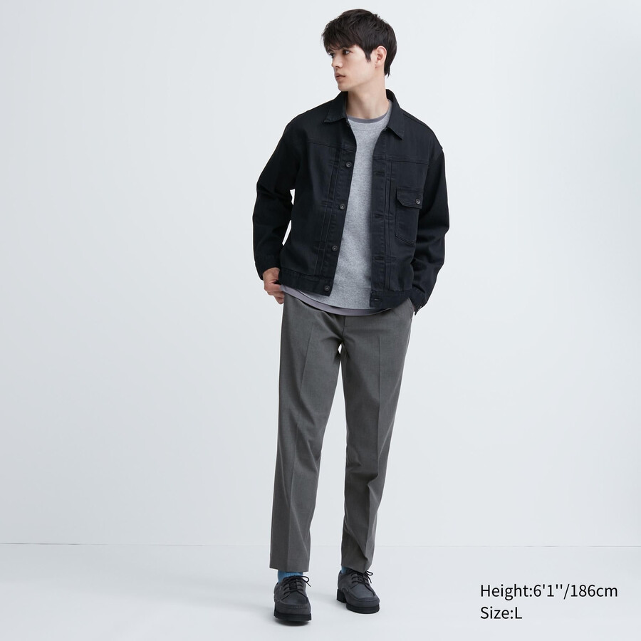 moške hlače uniqlo smart z volno sive barve do gležnjev