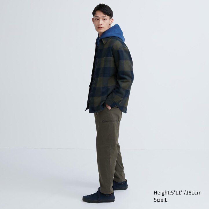 rjave moške hlače uniqlo heattech s toplo podlogo