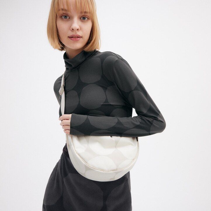 uniqlo okrogla mini torba čez ramo ženske torbe bež