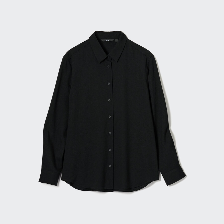 Ženska bluza z rokavi uniqlo iz rajona črna