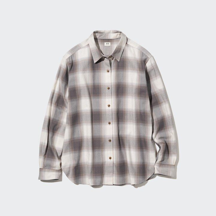 Ženska uniqlo mehka bluza s karirastimi rokavi siva