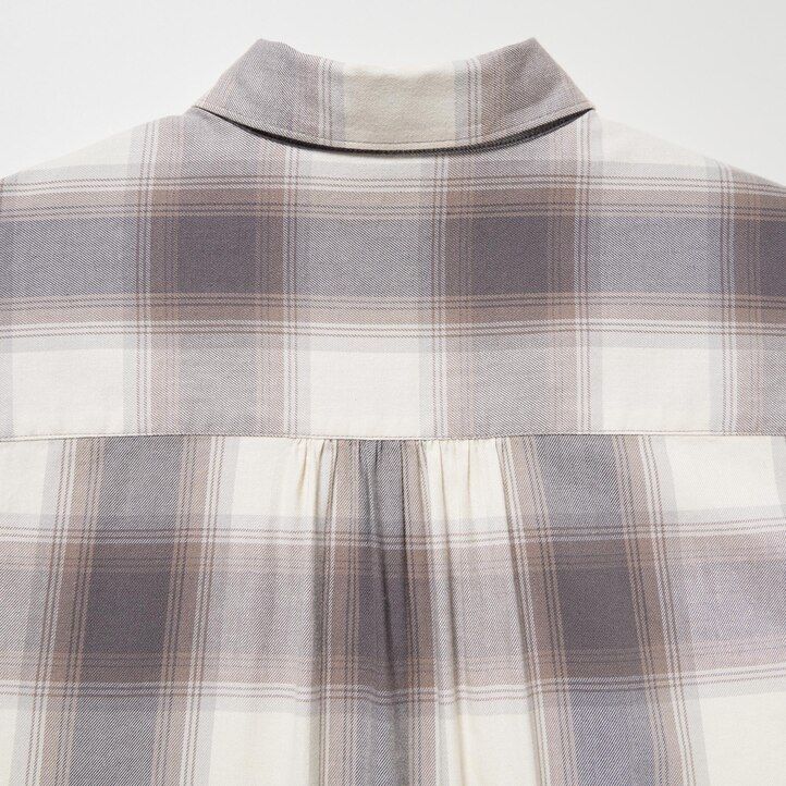 Ženska uniqlo mehka bluza s karirastimi rokavi siva