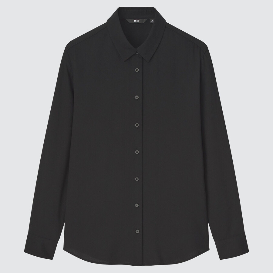 Ženska bluza z rokavi uniqlo iz rajona črna