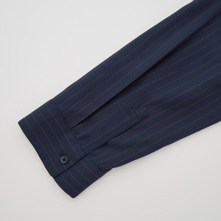 Ženska mornarsko modra bluza uniqlo rayon s črtastim ovratnikom in 34 rokavi