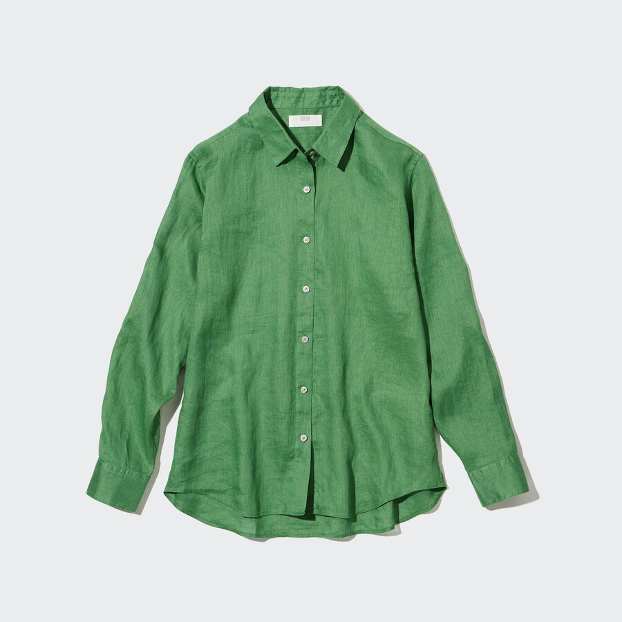 zelena ženska bluza uniqlo 100pct premium linen