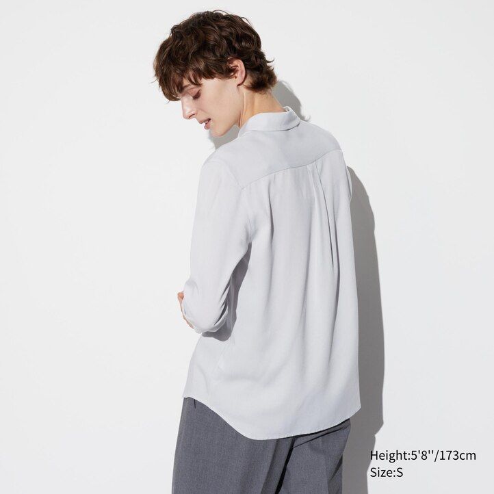 roza uniqlo bluza z rokavi iz rajona za ženske