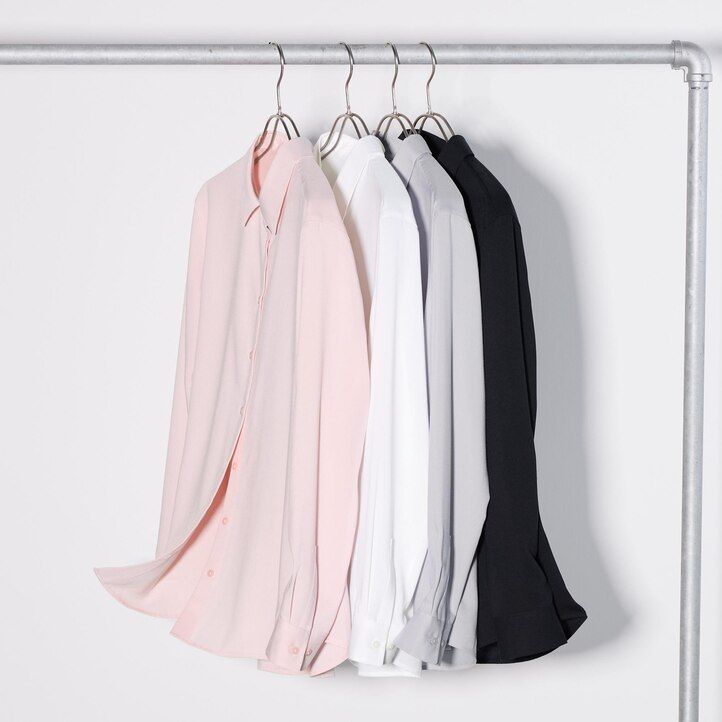 roza uniqlo bluza z rokavi iz rajona za ženske