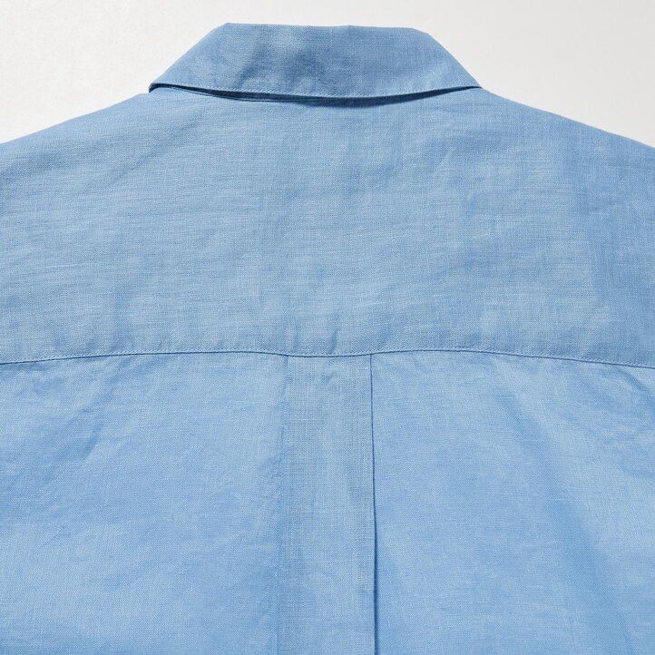Ženska bluza uniqlo premium linen skipper collar z 34 rokavi modra 100 kosov