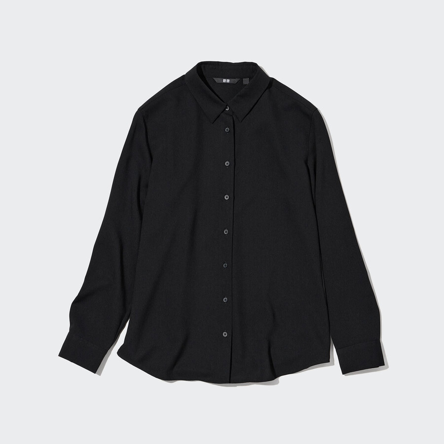 Črna ženska bluza z rokavi uniqlo iz rajona