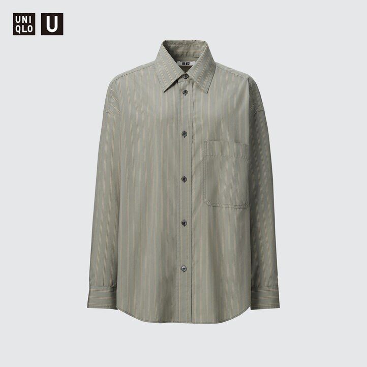 Ženska bluza z drape črtastimi rokavi uniqlo bež barve