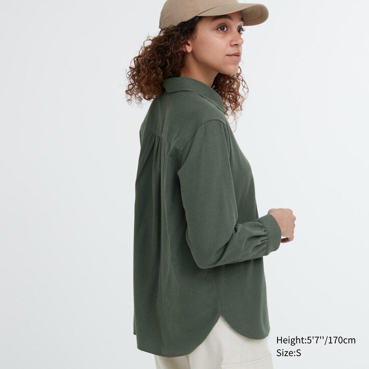 roza ženska bluza uniqlo z mehkimi krtačenimi rokavi