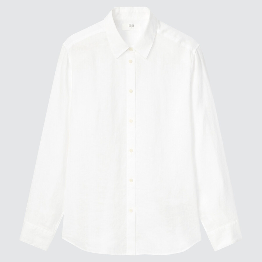 Ženska bluza z rokavi uniqlo premium premium 100pct bele barve