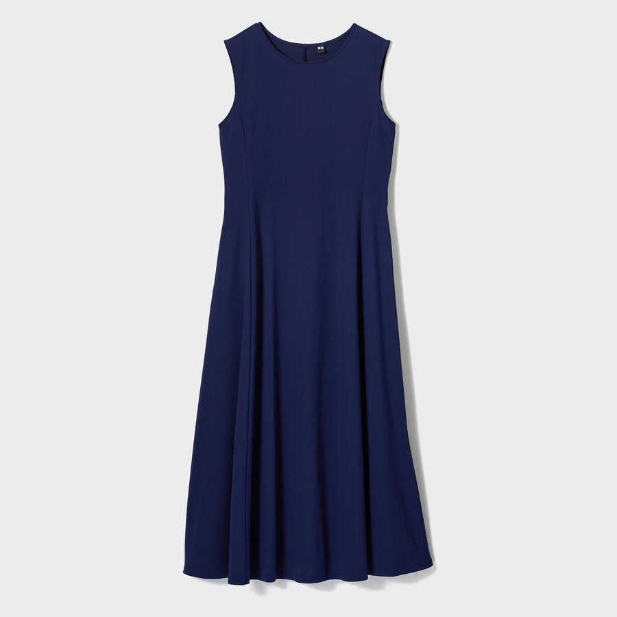 navy ženska obleka brez rokavov uniqlo airism ultra stretch