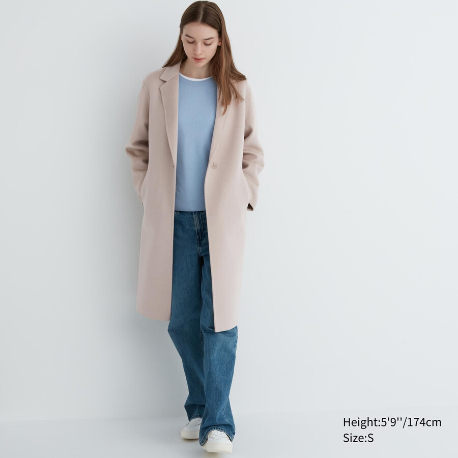Ženske jakne uniqlo iz mešanice volne bež
