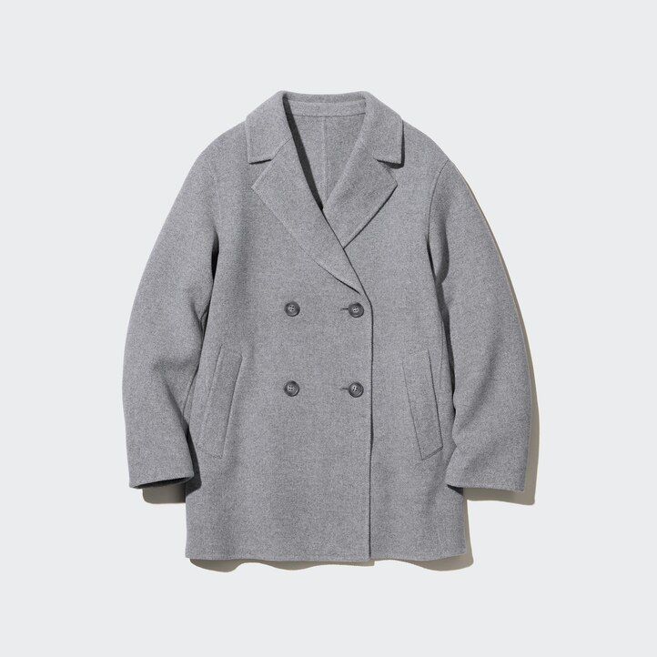 Ženske jakne uniqlo iz sive mešanice volne