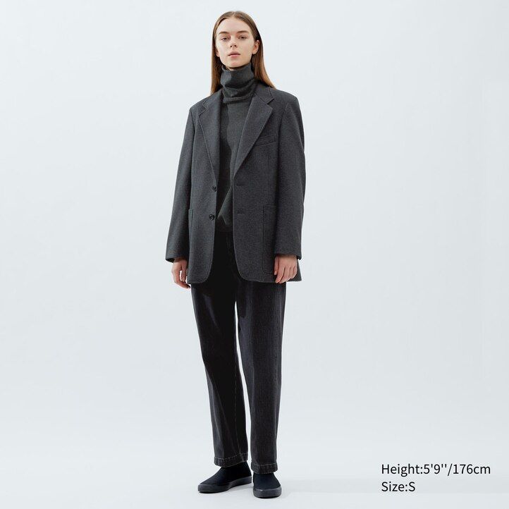 temno rjave ženske jakne uniqlo jersey krojene