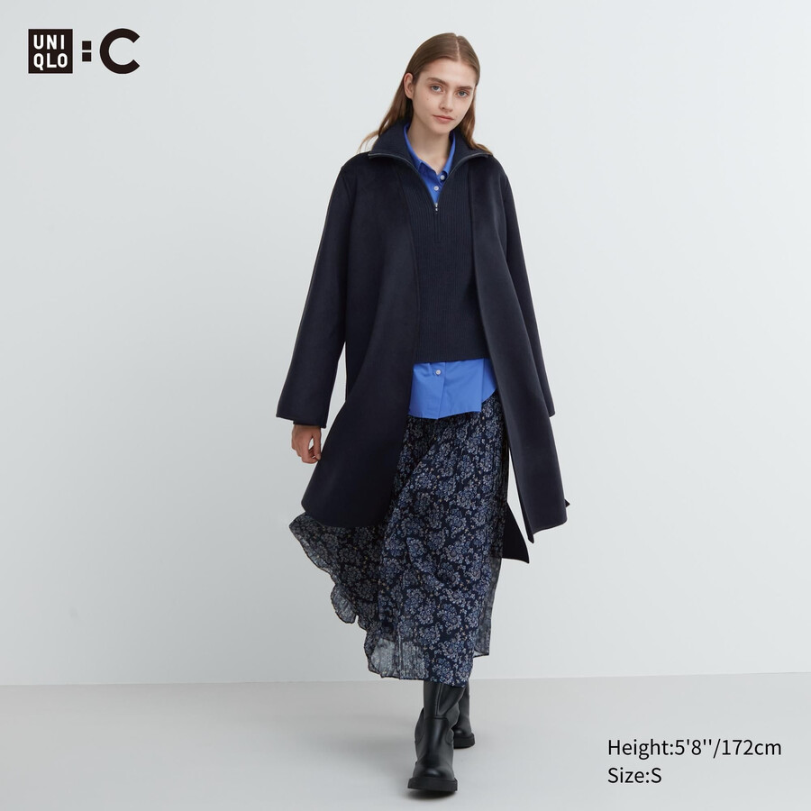 Ženske uniqlo jakne iz mešanice volne mornarsko modre