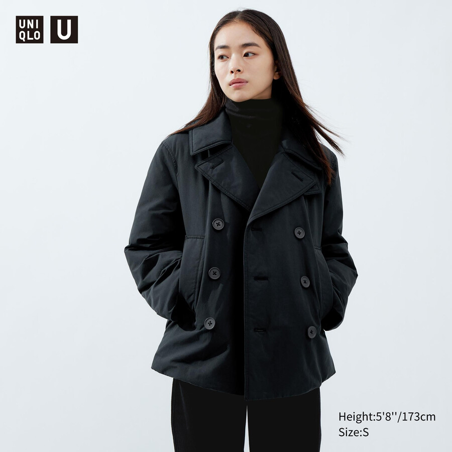 Črne ženske kratke podložene jakne uniqlo