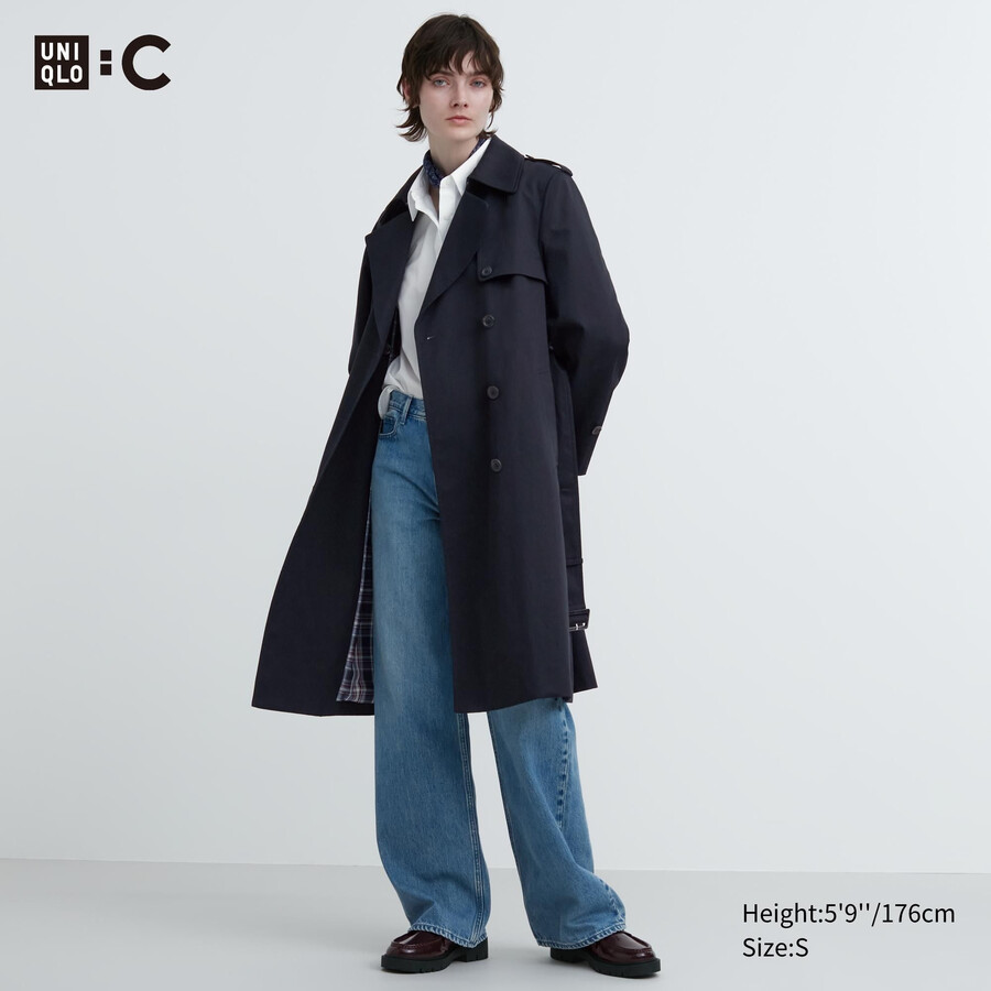 Ženske jakne uniqlo trench mornarsko modre