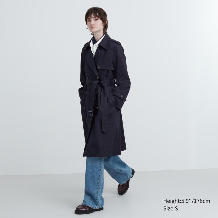 Ženske jakne uniqlo trench mornarsko modre