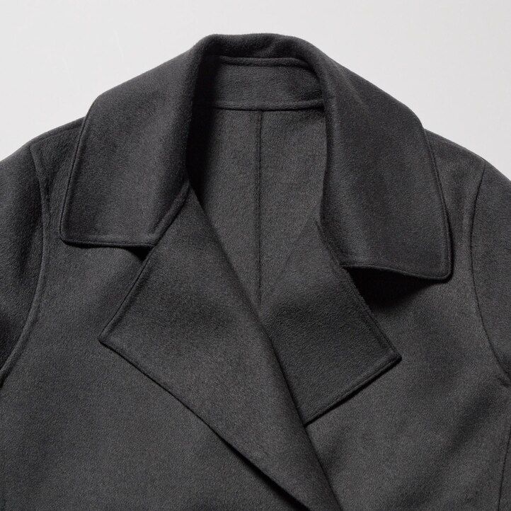 sive ženske prevelike jakne uniqlo iz mešanice volne