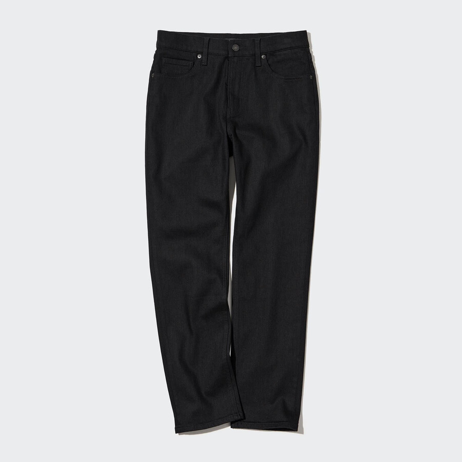 Ženske kavbojke uniqlo slim fit straight leg do gležnjev črne