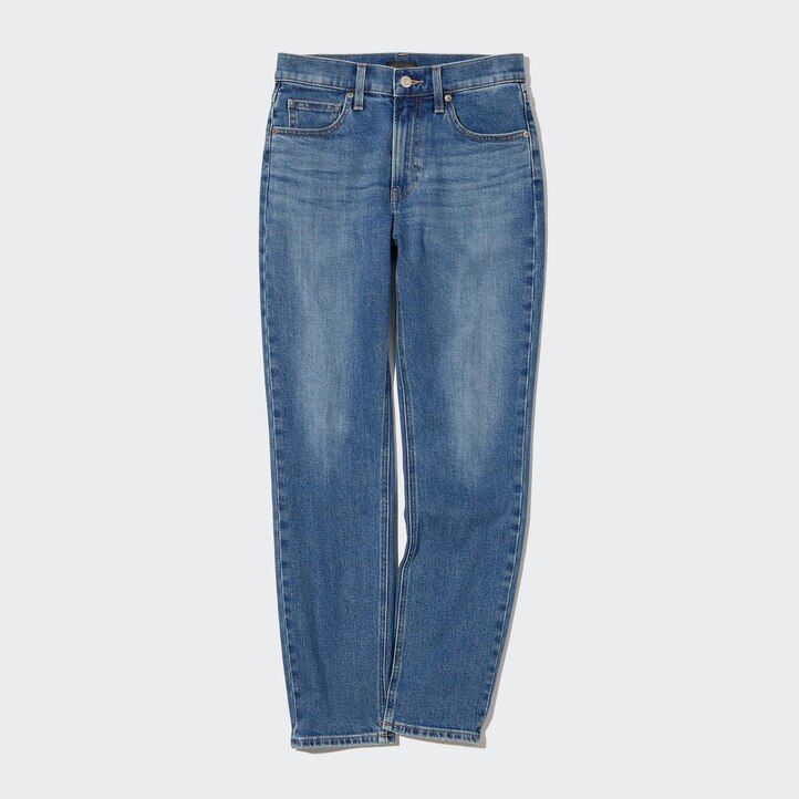 Ženske kavbojke uniqlo slim fit straight leg do gležnjev črne