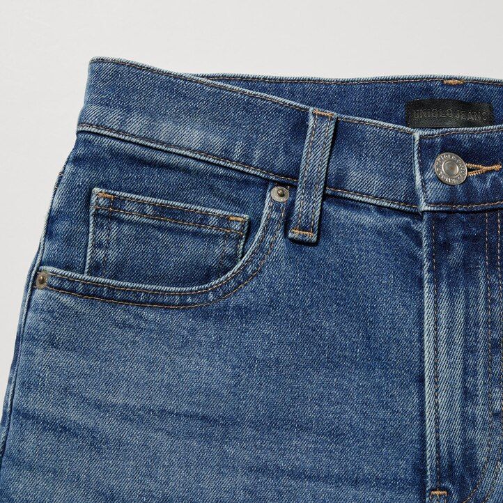 Ženske kavbojke uniqlo slim fit straight leg do gležnjev črne
