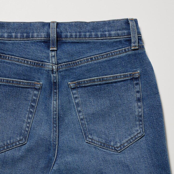 Ženske kavbojke uniqlo slim fit straight leg do gležnjev črne