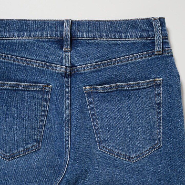 Ženske kavbojke uniqlo slim fit ravne hlače do gležnjev modre barve