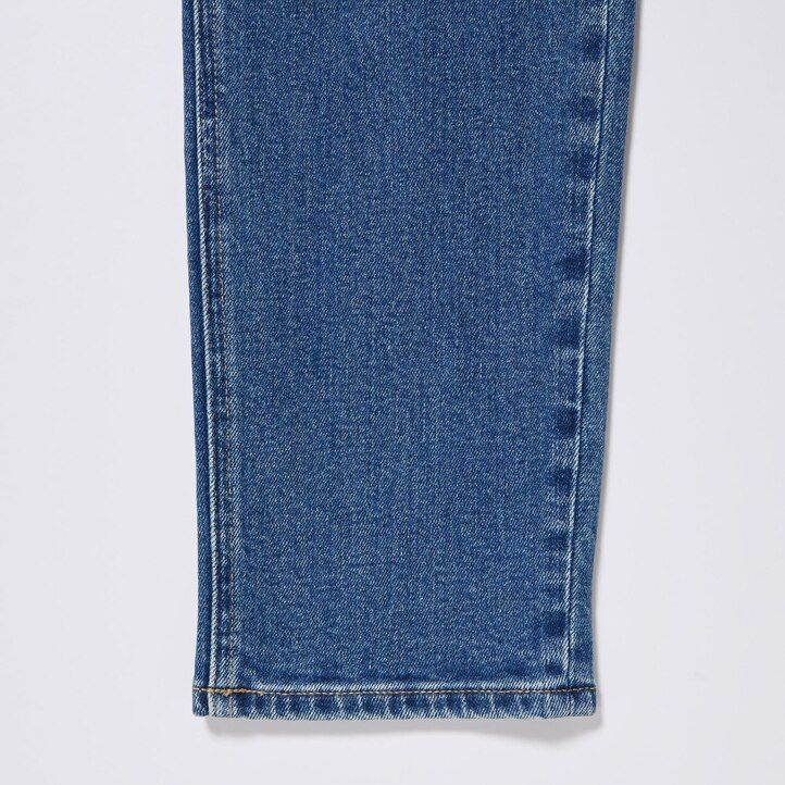 Ženske kavbojke uniqlo slim fit ravne hlače do gležnjev modre barve