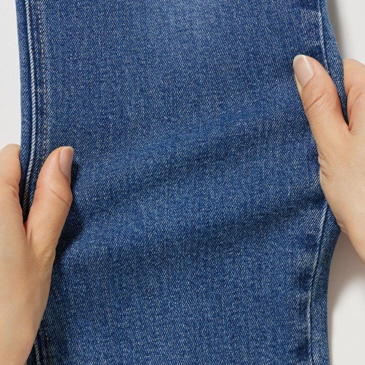 Ženske kavbojke uniqlo slim fit ravne hlače do gležnjev modre barve