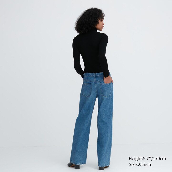 Ženske kavbojke uniqlo low rise baggy fit modre