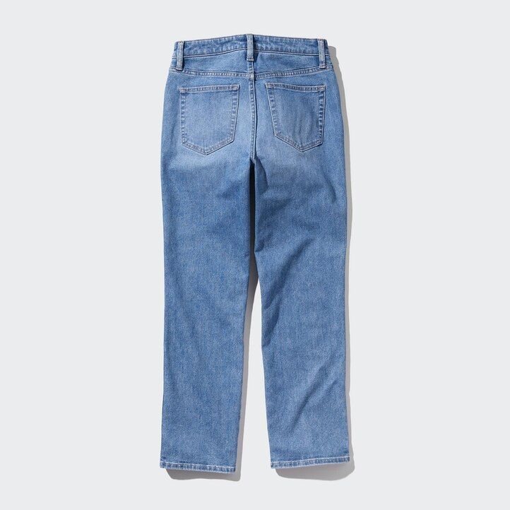 Ženske kavbojke uniqlo slim fit ravne hlače do gležnjev mornarsko modre