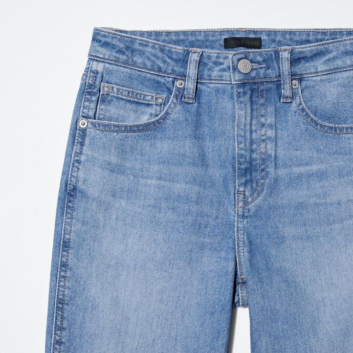 Ženske kavbojke uniqlo slim fit ravne hlače do gležnjev mornarsko modre