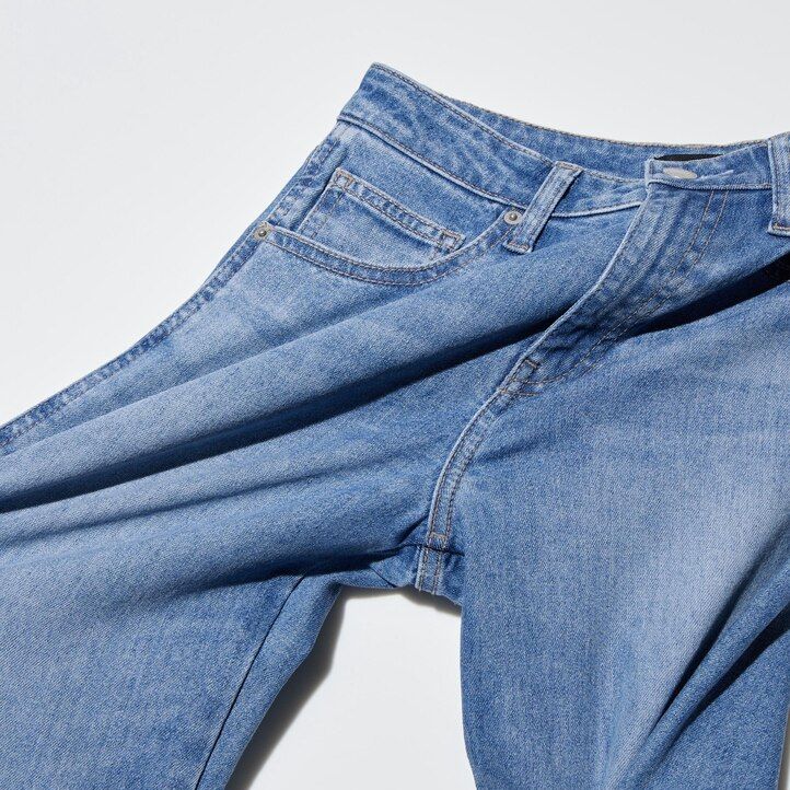 Ženske kavbojke uniqlo slim fit ravne hlače do gležnjev mornarsko modre