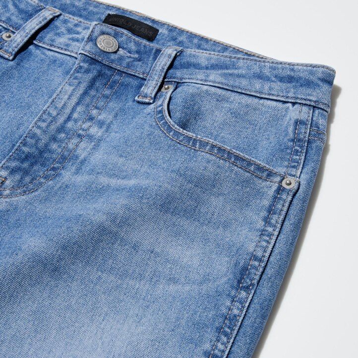 Ženske kavbojke uniqlo slim fit ravne hlače do gležnjev mornarsko modre
