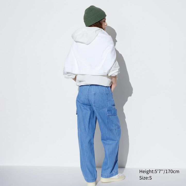 modre uniqlo denim široke ravne kavbojke legrgo ženske